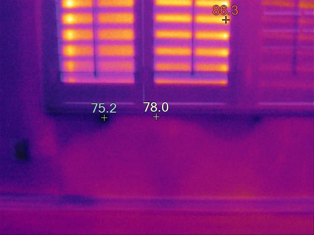 Thermal image of leak under window