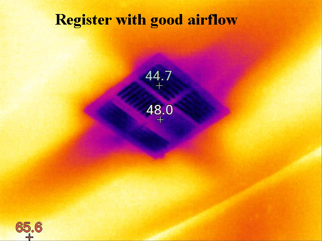thermal image of excellent airflow from hvac register